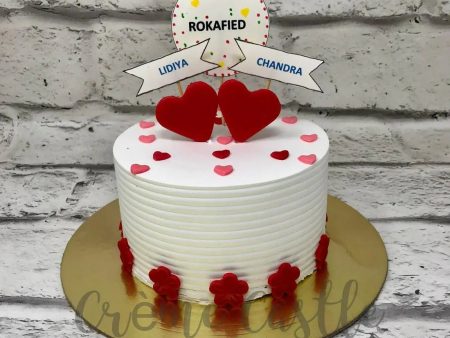 Red Hearts on White Cake Supply