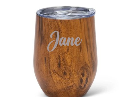 Personalised wooden Round Bottomed Champagne Tumbler - Name Fashion