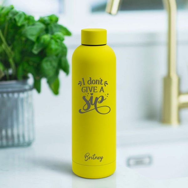 Personalised Soft Touch Yellow Water Bottle - 500ml on Sale