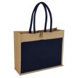 Hello Sunshine Blue Jute Bag With Canvas Pocket For Discount