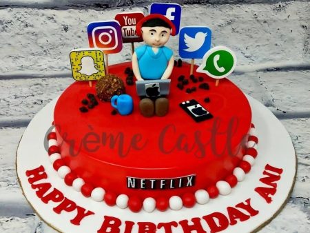 Red Social Media Cake Supply