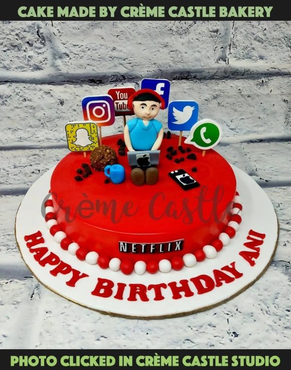 Red Social Media Cake Supply