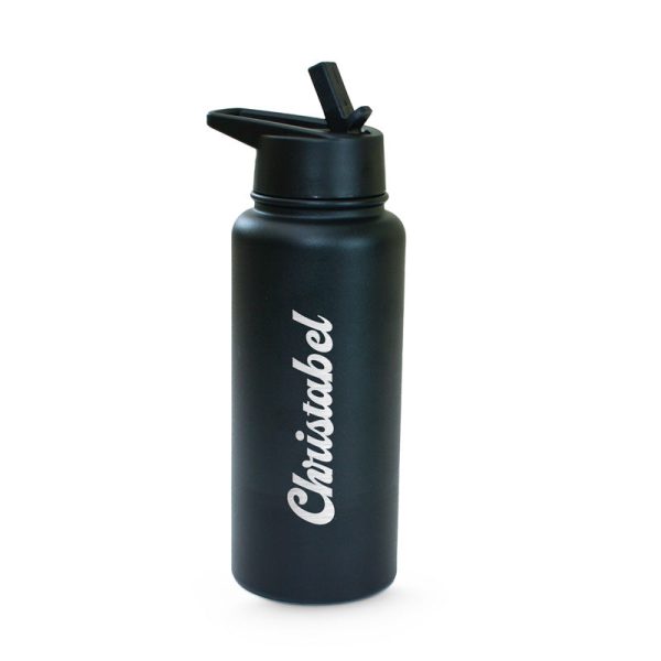 Sports Straw Bottle 750ml - Black For Cheap