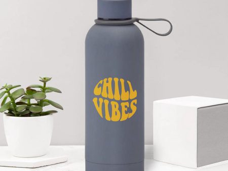 Chill Vibes Soft Touch Grey Water Bottle- 500ml Sale